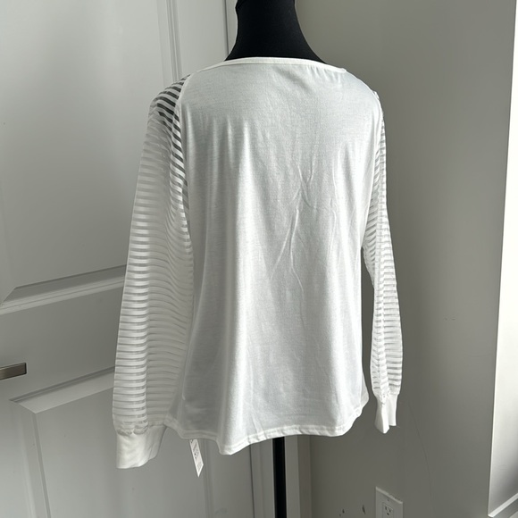 CUPSHE Cotton Long Tee with Sheer Sleeves - Picture 3 of 8